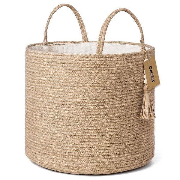 DelSol Luxury XXXL Nursery Storage Basket 100% Cotton Rope Basket with Handles Toy Organizer and Storage for Laundry/Blankets/Pillows