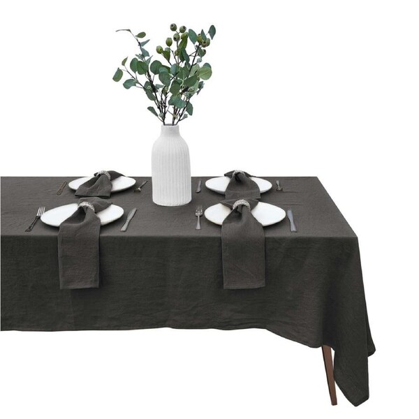 J Elliot Home Linen Collection 150x270cm Tablecloth/Table Cover Rect Charcoal