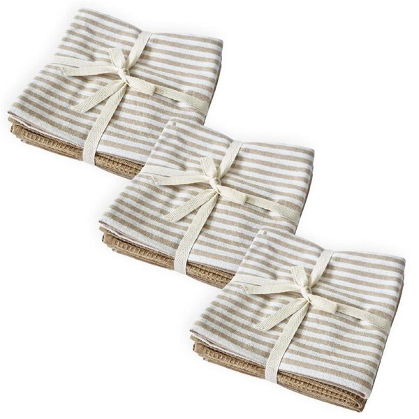 9pc J Elliot Home Katerina Cotton 50x70cm Tea Towel/Kitchen Dishcloth Natural