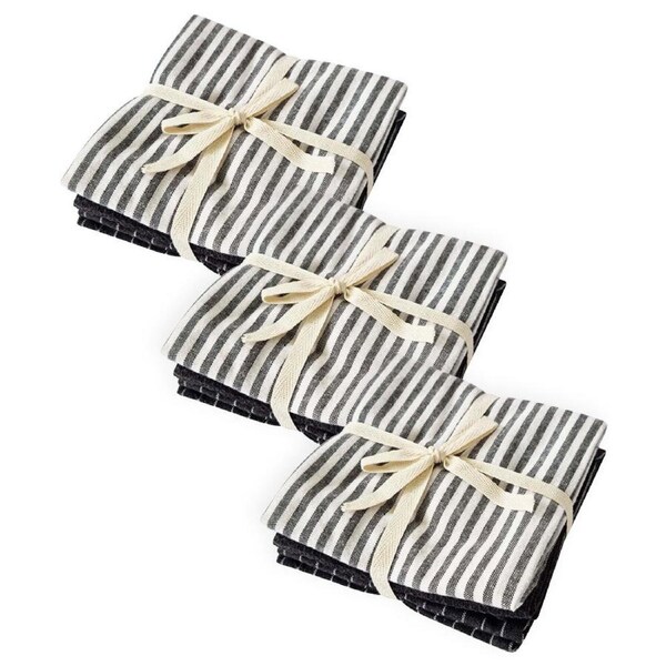9pc J Elliot Home Katerina Cotton 50x70cm Tea Towel/Kitchen Dishcloth Charcoal