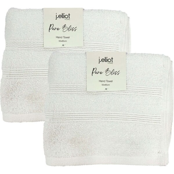 4pc J Elliot Home Terry Cotton 50x85cm Bathroom Face/Bath Hand Towel White