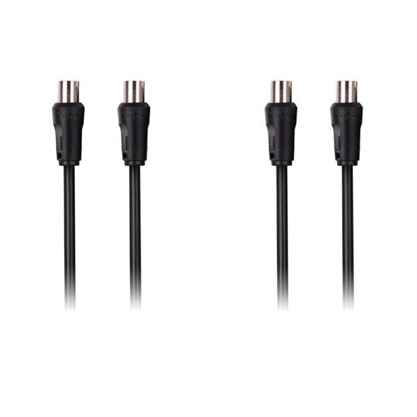 2x Crest 3m Dual Shield Male TV Antenna Cable Coaxial Connector For HDTV Black