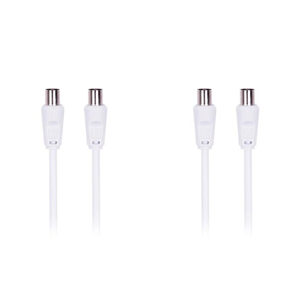 2x Crest 1.5m Dual Shield Male TV Antenna Cable Coaxial Connector For HDTV White