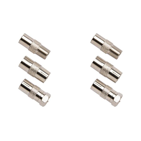 2x 3PK Crest Nickel Plated Coaxial Antenna Male To Female Adaptor For TV Silver