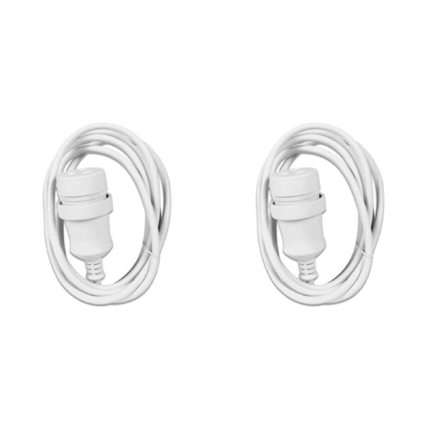 2x Crest 2m Piggy Back Plug 3-Pin Socket Power Extension Cord Lead Cable White