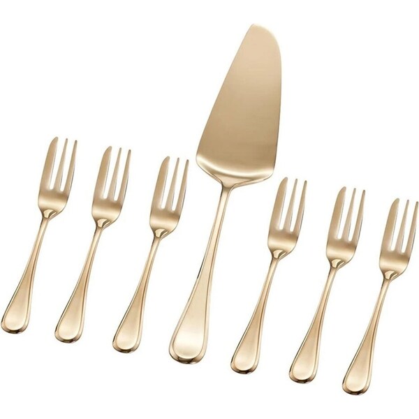 7pc Stanley Rogers Chelsea Gold Cake/Food Serving/Fork Set Stainless Steel