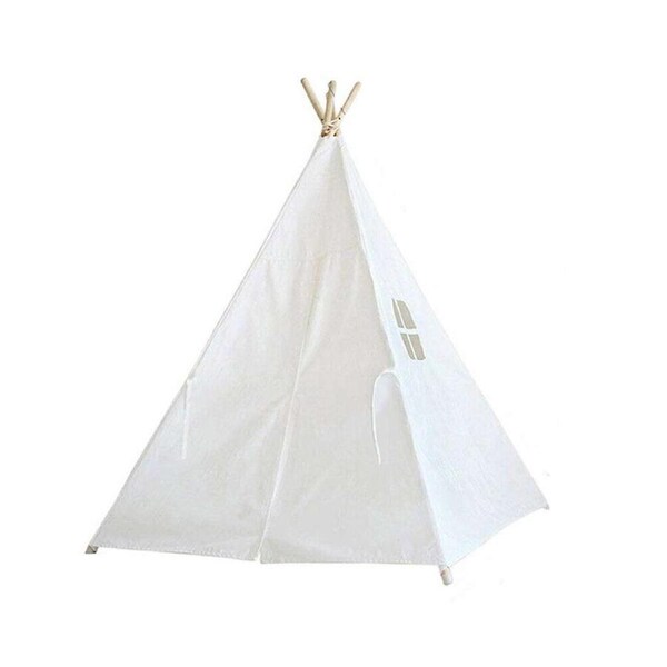 OZNALA Large Teepee Tent Kids Cotton Canvas Pretend Indoor Play House Boy Girls Wigwam Gift White