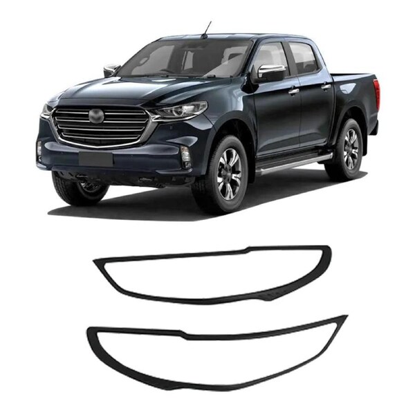 Headlight Head light Covers For Mazda BT-50 2020- 2024 Matte Black Trims
