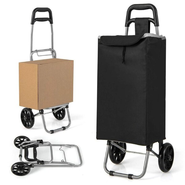 Giantex Shopping Trolley Cart Grocery Foldable Basket Market Luggage Waterproof Oxford Fabrics Storage Bag w/ Wheels