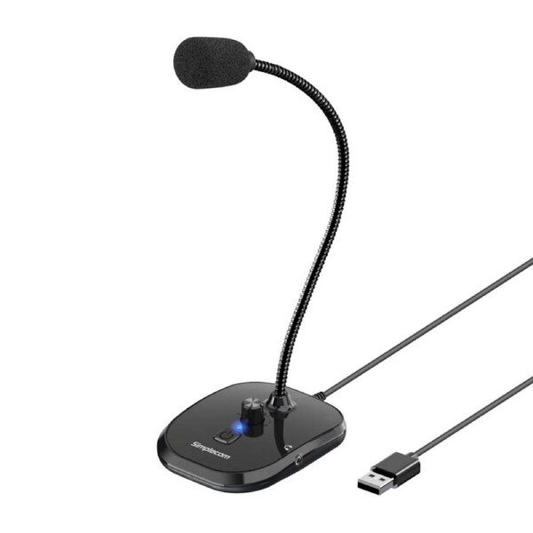 Simplecom Plug and Play USB Desktop Microphone with Headphone Jack [UM360]
