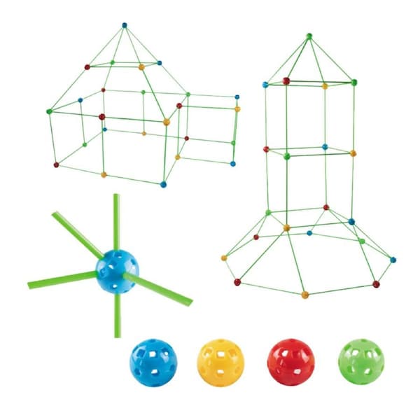 217pcs Kids Construction Fort Building Kit Castles 3D Play House Tent Toys