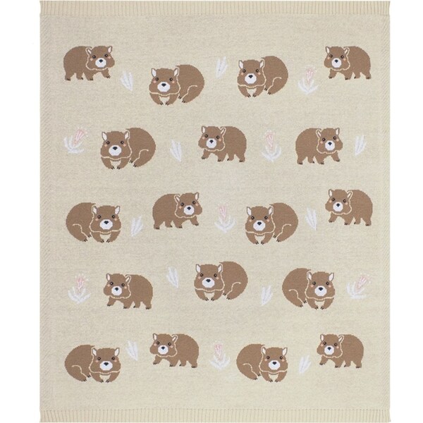 Living Textiles Australiana 85cm Cotton Baby Blanket/Comforter Wombat/Beige