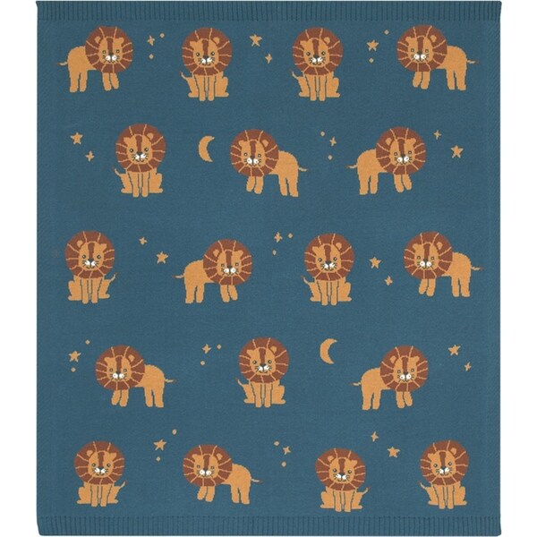Living Textiles Whimsical 85cm Cotton Baby Blanket Pram Comforter Lion/Navy