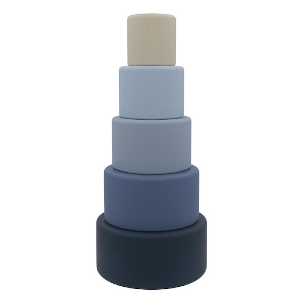 Playground Round Silicone Nesting Blocks Baby/Infant 6m+ Stacking Play Toy Blue