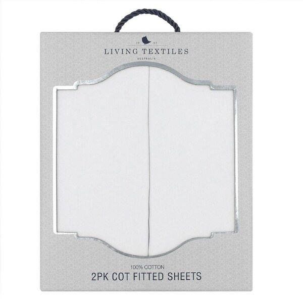 2PK Living Textiles Baby/Infant 135cm Cotton Jersey Cot Fitted Sheet Cover White