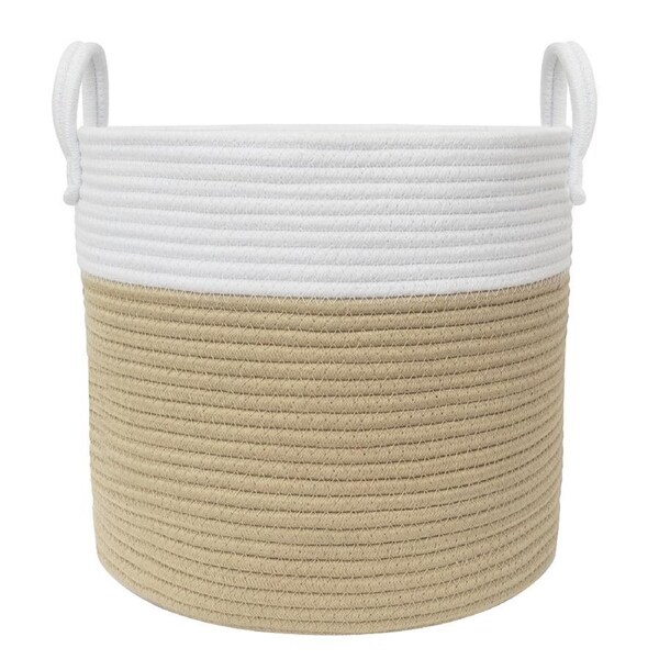 Living Textiles 35cm Cotton Rope Hamper Laundry Basket Storage Med White/Natural