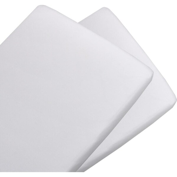 2PK Living Textiles Cotton Jersey Bassinet Fitted Sheet Nursery Bedding White
