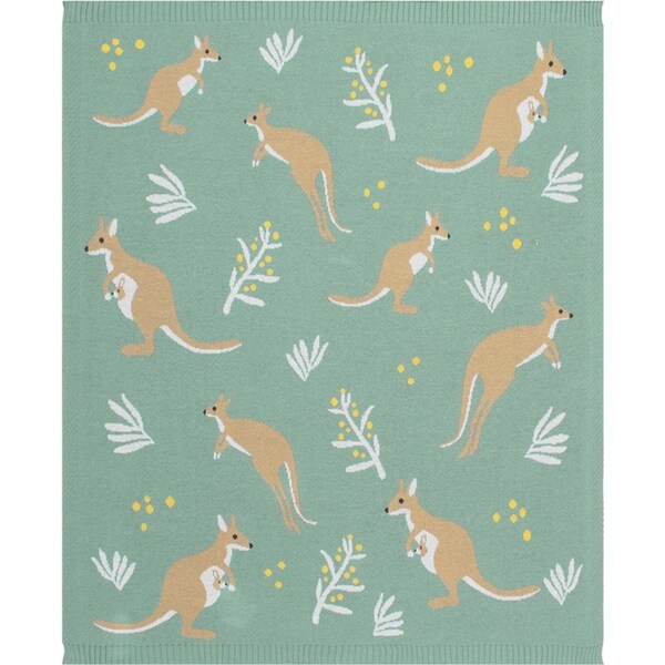 Living Textiles Australiana 85cm Cotton Baby Blanket/Comforter Kangaroo/Green