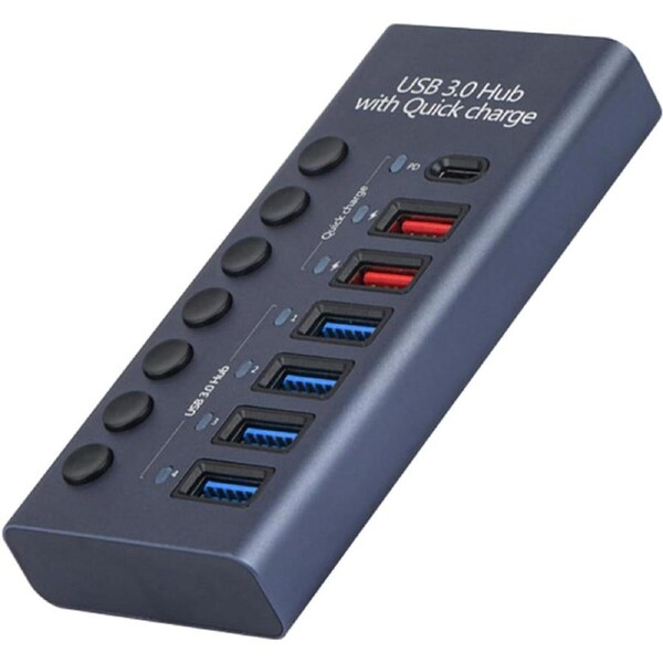 Multi Ports USB 3.0 Hub Aluminum Multi Splitter Quick PD Charger Power Adapter Multiple Expander Hubs
