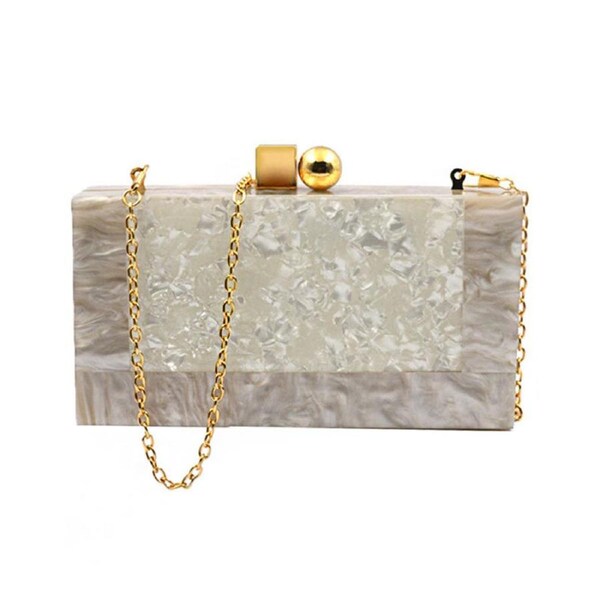 Nevenka Women Acrylic Evening Clutch bag Shimmering Marble Purse for Wedding Prom