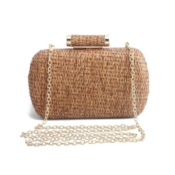 Nevenka Womens Wedding Clutch Purse Hand-Woved Evening Handbag Party Beach Bag-Coffee