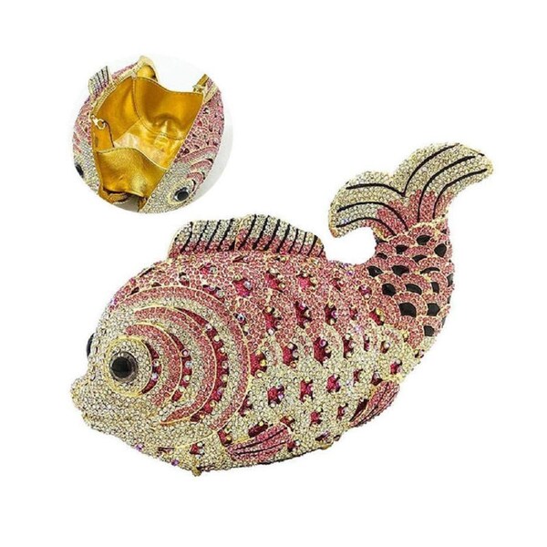 Nevenka Mini Women Fish Evening Bags Crystal Clutch Purse Rhinestone Handbags with Chain-10