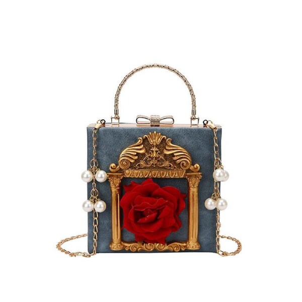 Nevenka Womens Embossed Clutch Evening Bag Bowknot Snaps Crossbody Purse-Blue