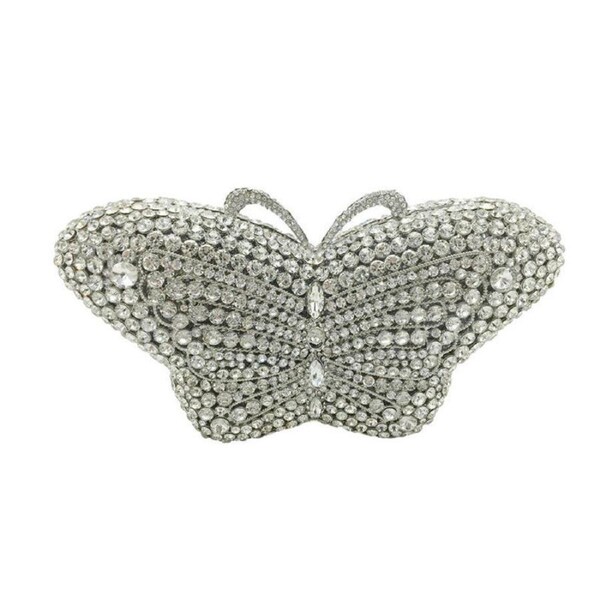 Nevenka Butterfly Clutch Women Crystal Evening Bags Wedding Party Rhinestone Handbags-6