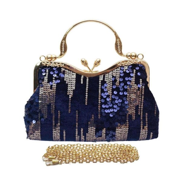 Nevenka Womens Evening Clutch Bag for Cocktail Dance Party Beaded Handbag-Dark Blue