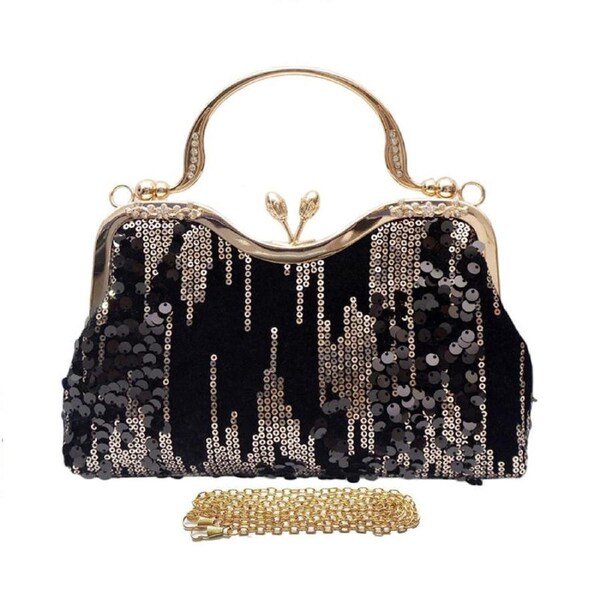 Nevenka Womens Evening Clutch Bag for Cocktail Dance Party Beaded Handbag-Black