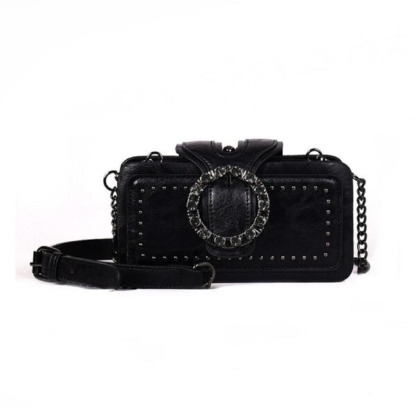 Nevenka Womens Square Small Satchel Clutch Bag Card Holder Wallet Handbag-Black