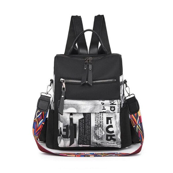 Nevenka Women Backpack Purse Waterproof Oxford Cloth Rucksack Shoulder Bag-Black