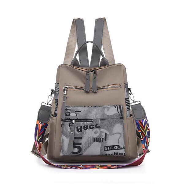 Nevenka Women Backpack Purse Waterproof Oxford Cloth Rucksack Shoulder Bag-Grey