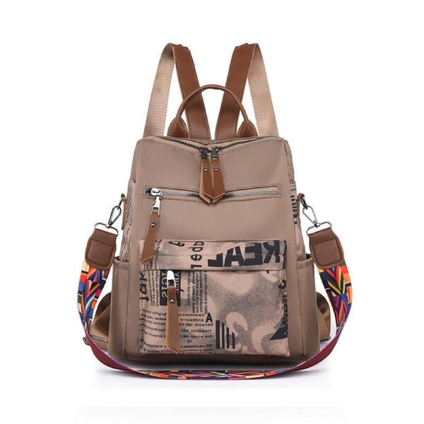 Nevenka Women Backpack Purse Waterproof Oxford Cloth Rucksack Shoulder Bag-LightBrown