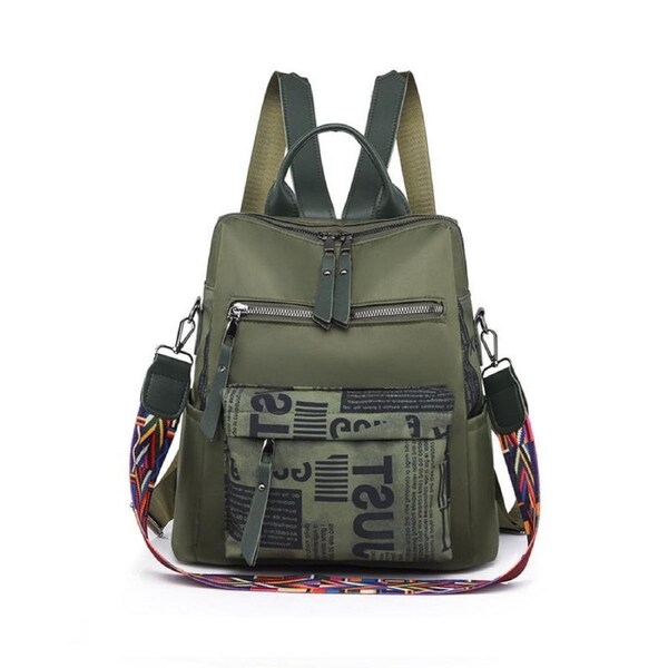 Nevenka Women Backpack Waterproof Oxford Cloth Rucksack Shoulder Bag-ArmyGreen