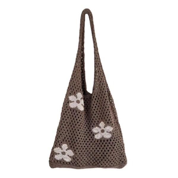 Nevenka Womens Crochet Tote Bag Fairy Grunge Aesthetic HandBag-Khaki