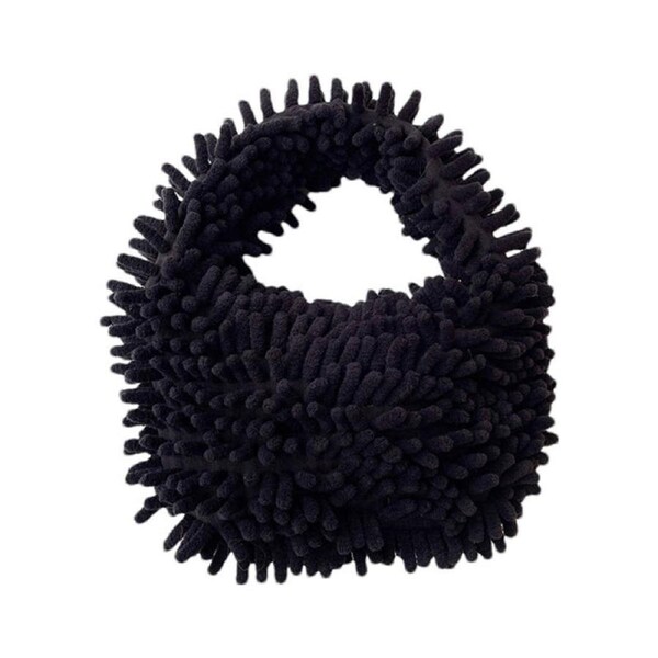 Nevenka Womens Y2K Handbag Satchel Handmade Hobo Bag Soft Clutch-Black