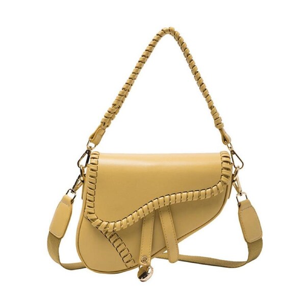 Nevenka Womens Trendy Saddle Shoulder Bag Solid Color Clutch Purse-Yellow