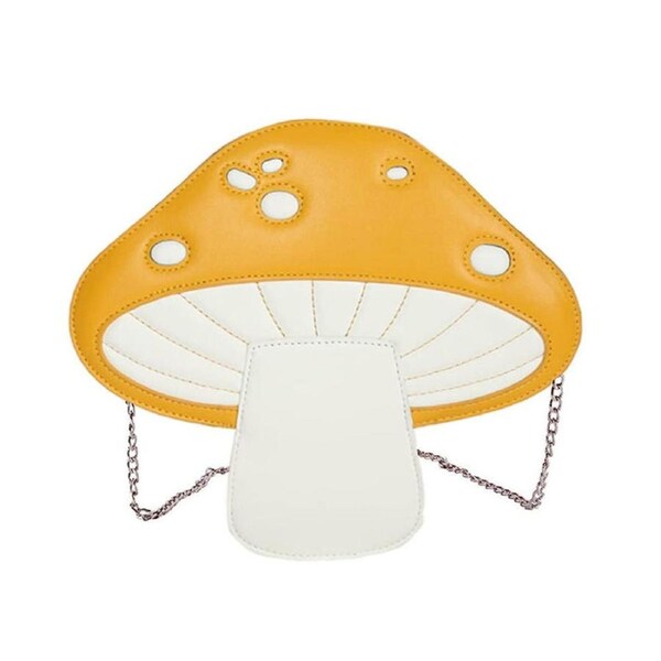 Nevenka Women Mushroom Shape PU Leather Crossbody Bag Tote Chain Satchel Purse-Yellow