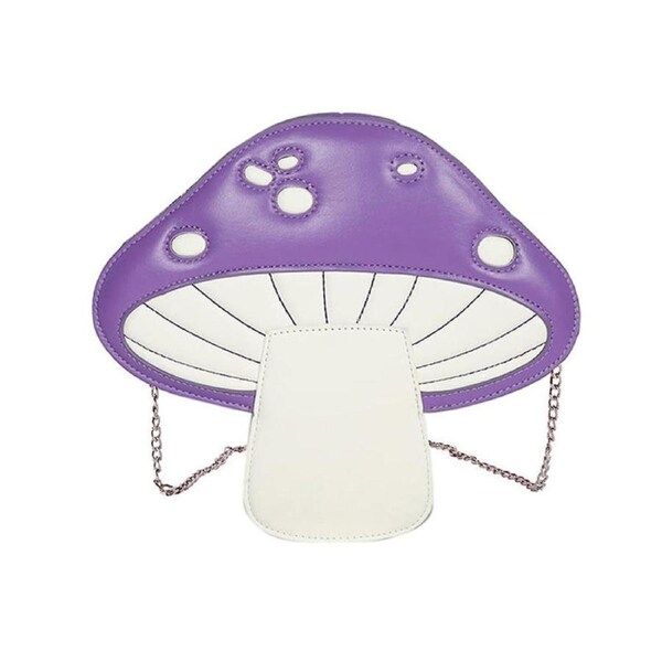 Nevenka Women Mushroom Shape PU Leather Crossbody Bag Tote Chain Satchel Purse-Purple