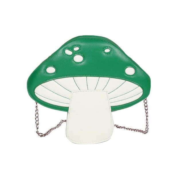Nevenka Women Mushroom Shape PU Leather Crossbody Bag Tote Chain Satchel Purse-Green