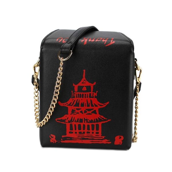 Nevenka Print Crossbody Shoulder Bag Takeout Box Totes Purse for Women-Black
