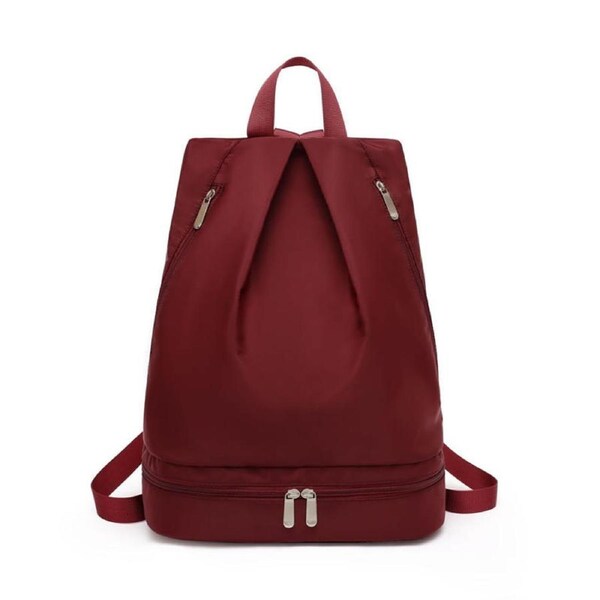 Nevenka Gym Backpack with Shoe Compartment Wet Pocket for Women Travel Sports-WineRed
