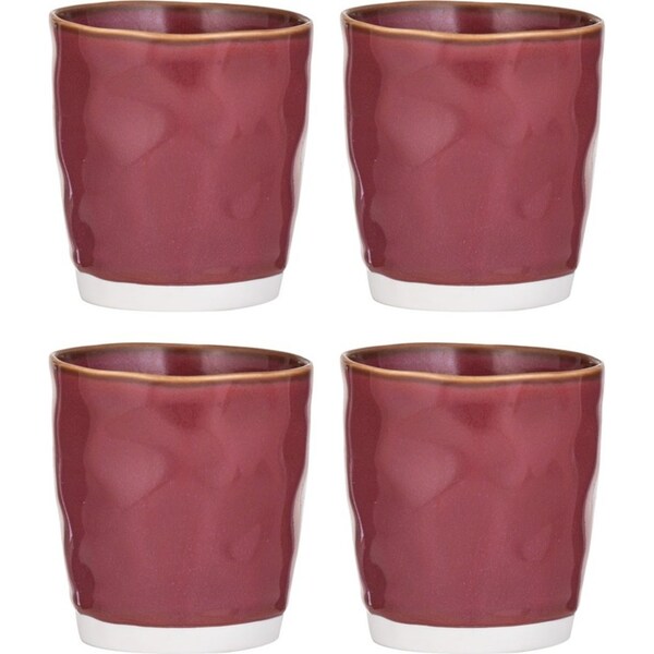 4PK Ladelle Halo Porcelain 9cm/350ml Tumbler Water/Juice Drink Cup Burgundy