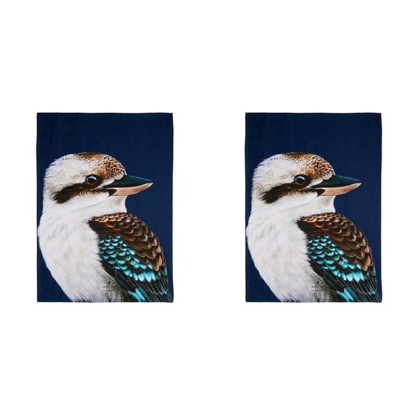 2x Ashdene Cotton 70x50cm Modern Birds Kookaburra Kitchen Towel Dish/Glass Cloth