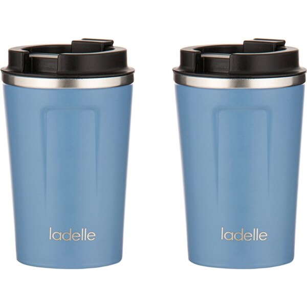 2x Ladelle Eco Culture Stainless Steel/PP 14cm/350ml Travel/Tumbler Drink Mug