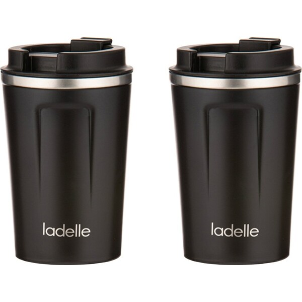 2x Ladelle Eco Culture Stainless Steel/PP 14cm/350ml Travel Mug/Tumbler Cup Noir
