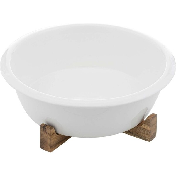 Ladelle Alto Oven To Table Porcelain/Acacia 27cm Round Pie Dish w/ Trivet White