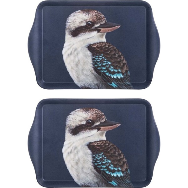 2PK Ashdene 21cm Matte Melamine Modern Birds Kookaburra Scatter Tray Food Server