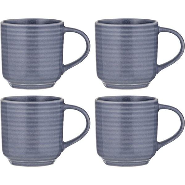4PK Ladelle Melange Cornflower Stoneware 13cm/380ml Mug Coffee/Tea Cup Blue